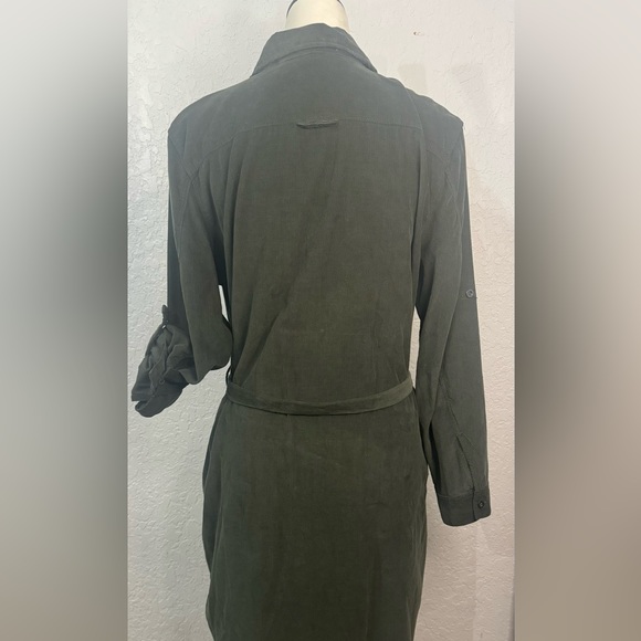 Lucky brand Green Soft Coloroid Dress Buttonup w/Waist Belt Sleeve Options Large - Picture 8 of 10